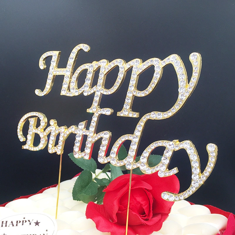 20cm*12cm Large Gold Birthday Decorative Table Centerpiece Happy Birthday Cake Topper Design