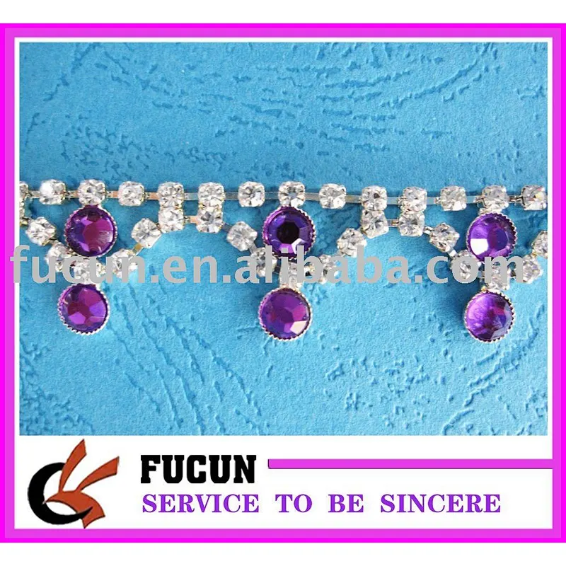rhinestone flower trimming chain banding decorations for wedding dresses wholesale