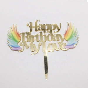 Mirror Birthday Cake Supplies Decorations Happy Birthday Acrylic Cupcake Topper