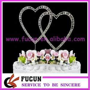 Crystal rhinestone heart diamond cake topper for party supplies/ wedding favors
