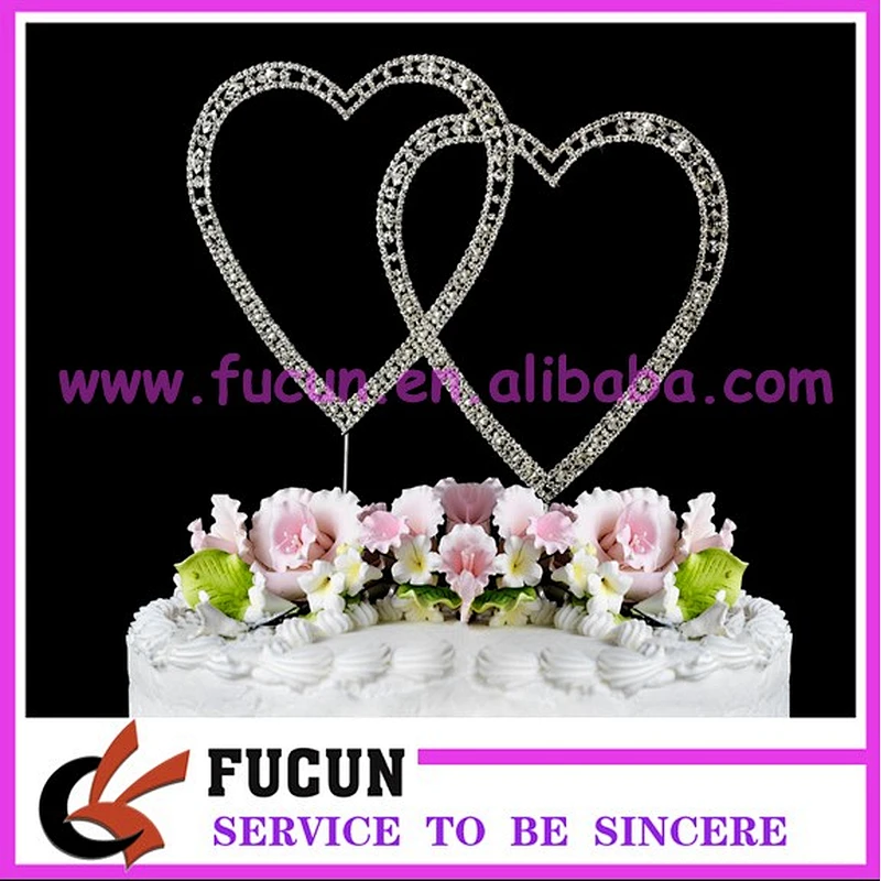 Crystal rhinestone heart diamond cake topper for party supplies/ wedding favors