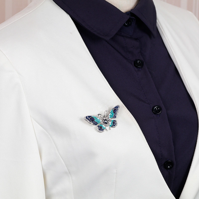 Fashion High Quality Oil Drip Rhinestone Butterfly Brooch