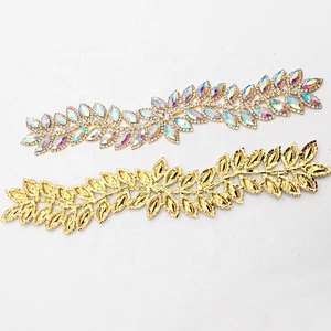 Wholesale colorful AB bridal rhinestone crystal wedding flat back bridal belt trimming applique