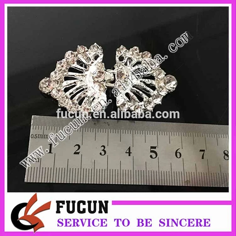 2017 hot sale mental alloyed rhinestone pair Closure Clasp buckle For Wedding Invitation Ribbon