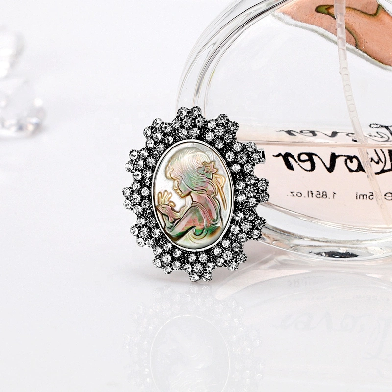 China Wholesale Vintage Style Cameo Lady Brooch Antique Silver Brooch New!!!