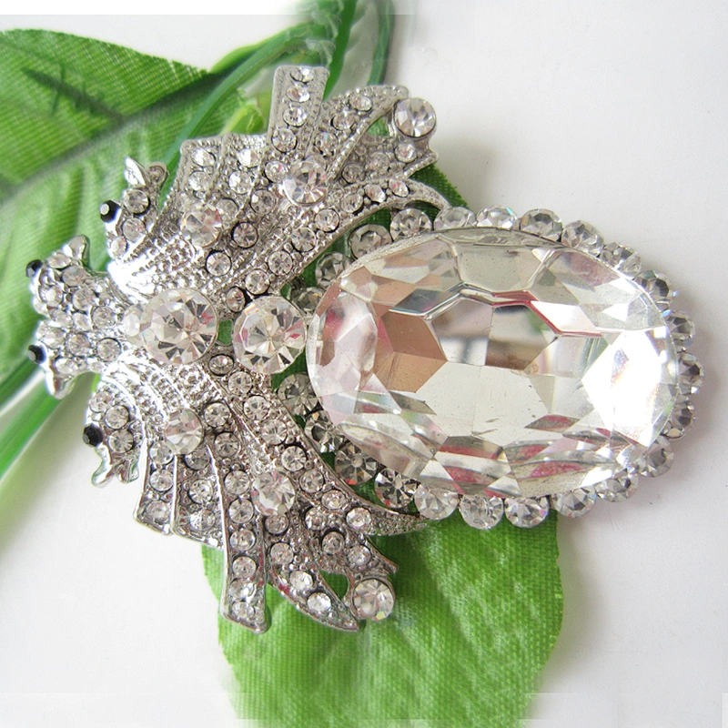jewelry custom new design bridal rhinestone diamond leaf brooch wholesale