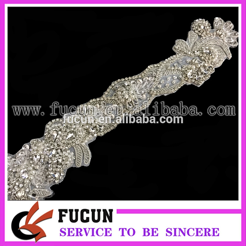 Gorgeous Bridal Applique Pearl Diamante Applique Beaded Motif Rhinestone Trim
