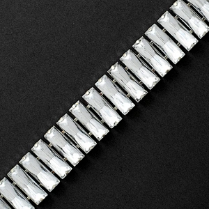 Luxurious Jewelry Bugle Rectangular Beaded Embellishment Crystal Glass Rhinestone Trims for Evening Gown Party Dress
