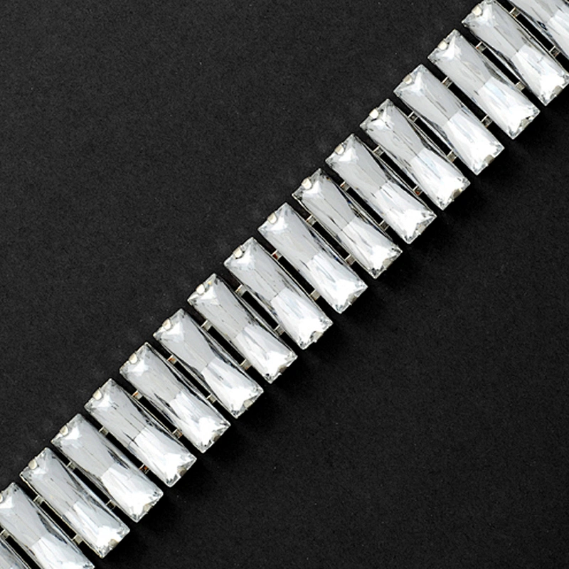 Luxurious Jewelry Bugle Rectangular Beaded Embellishment Crystal Glass Rhinestone Trims for Evening Gown Party Dress