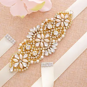Wholesale Embellishments rhinestone trim crystal appliques for wedding sash