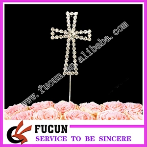 rhinestone Cross Baptism Communion Christening Easter Party cake topper for decoration