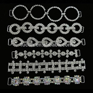 china Custom Long Metal crystal rhinestone bikini connectors