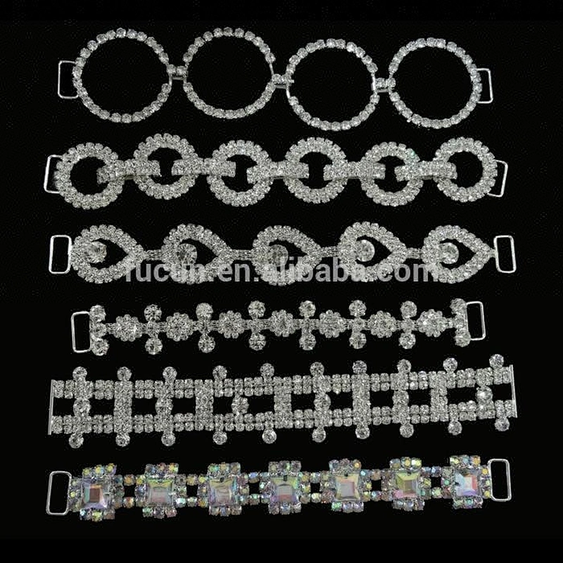 china Custom Long Metal crystal rhinestone bikini connectors