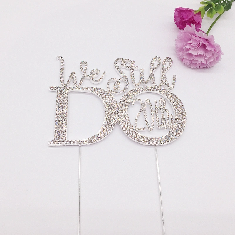 wedding souvenir design clear rhinestone 20th wedding anniversary cake topper