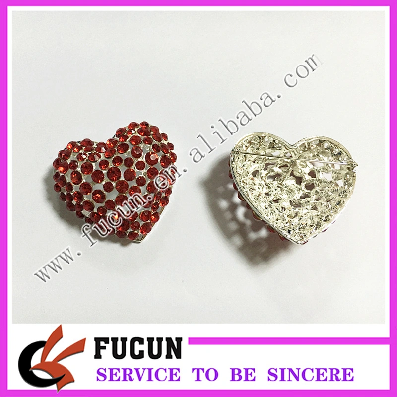 Manufacturer Wholesale Alloy Bulk wedding bridal rhinestone heart shape brooch