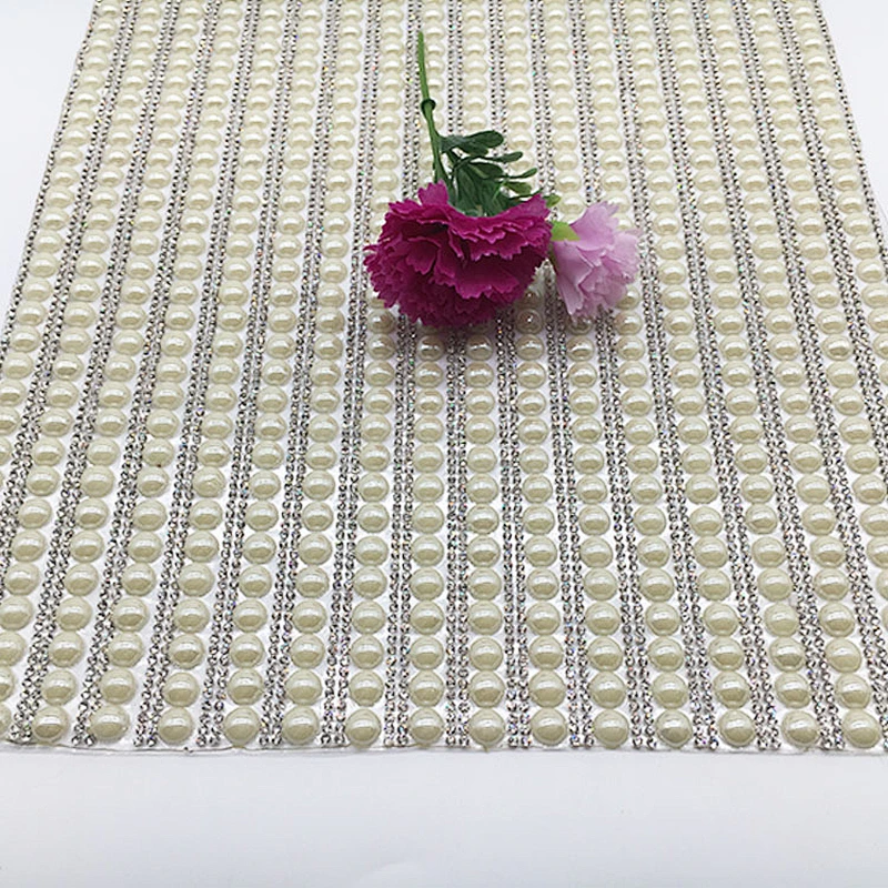 new design 24*40cm fashion bridal  hot fix rhinestone crystal mesh for garment decoration
