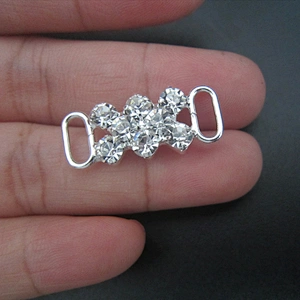 fashion swimwear rhinestone metal closure clasp crystal connector for swim wear bikini decorations