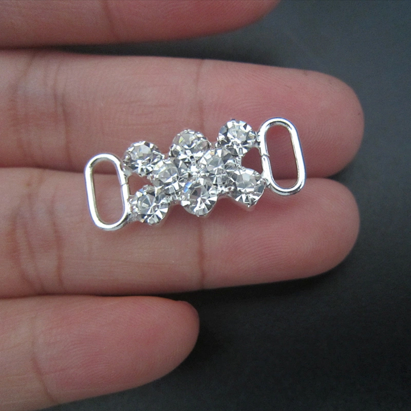 fashion swimwear rhinestone metal closure clasp crystal connector for swim wear bikini decorations