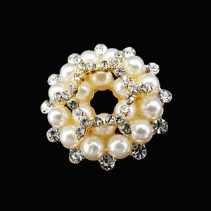 cheap wedding decoration fancy imitated small size pearl beaded button brooch