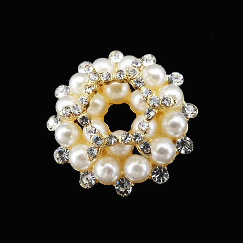 cheap wedding decoration fancy imitated small size pearl beaded button brooch
