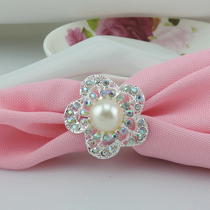 Bluk cheap floral rhinestone napkin ring for hotel and restaurant decoration