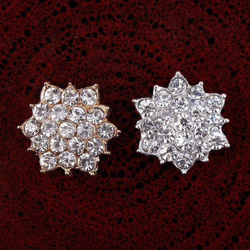 fancy cheap price flat back round gold crystal rhinestone buttons in bulk