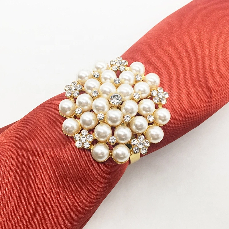 Vintage Tablescape Bling Rhinestone Wedding Pearl Napkin Ring Wholesale