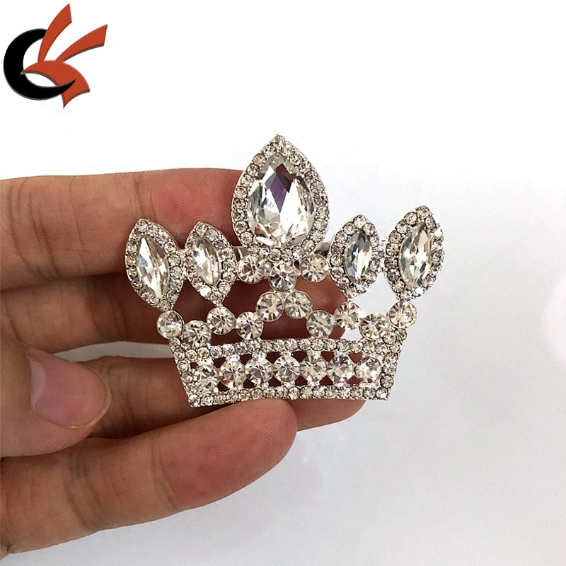 Wedding Bridal Crown Brooch Shinning Clear Rhinestone Silver Plated Cross Pin Brooch