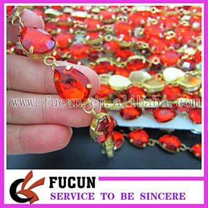 crystal rhinestone red acrylic bride decorative trimming