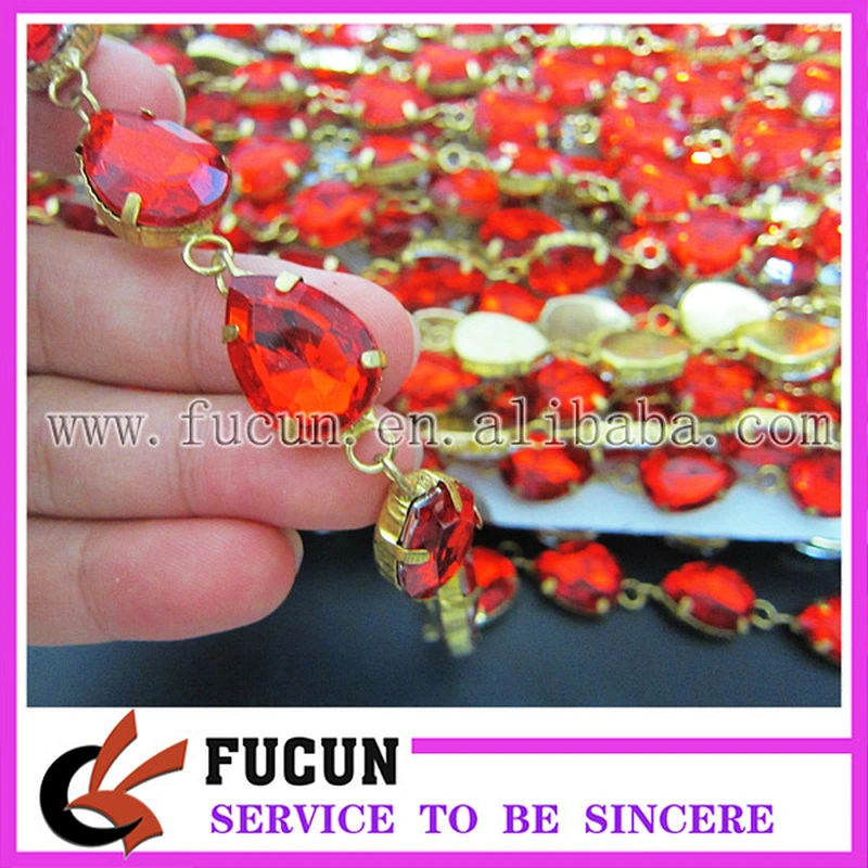 crystal rhinestone red acrylic bride decorative trimming