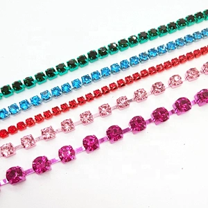 New Products SS12 Sparkling COLOR rhinestone color plating metal base rhinestone cup chain