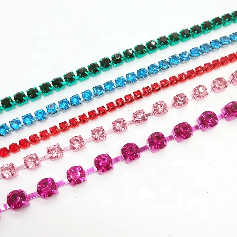 New Products SS12 Sparkling COLOR rhinestone color plating metal base rhinestone cup chain