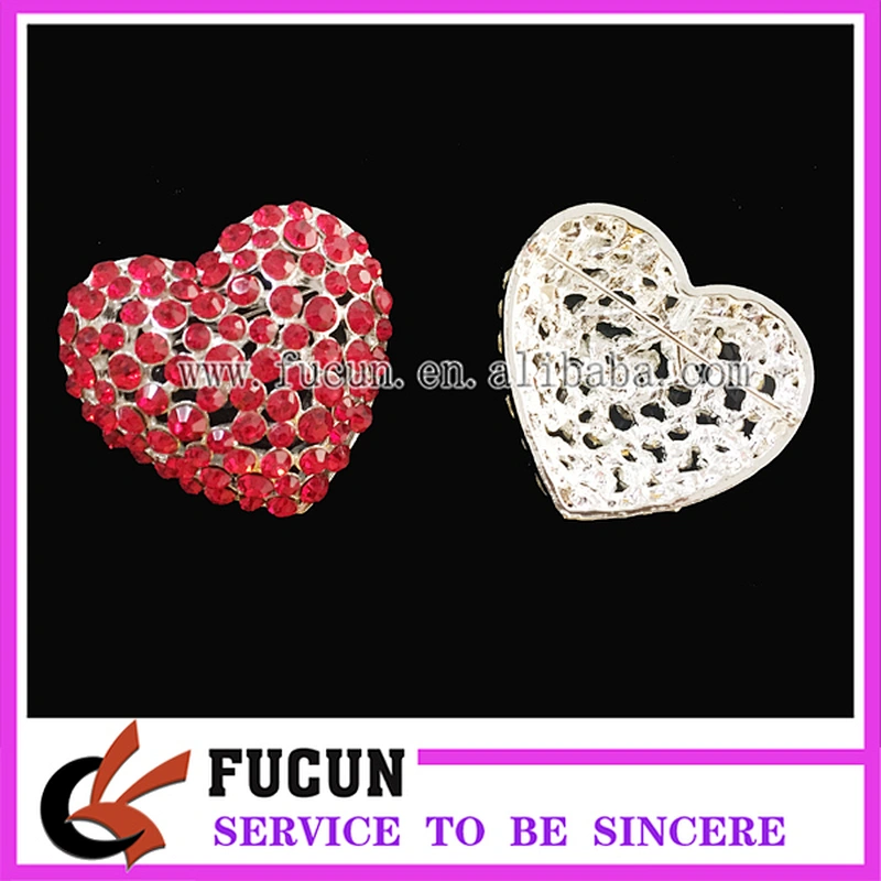 fashion alloy big heart shaped hollow brooch bright crystal brooch pin for women