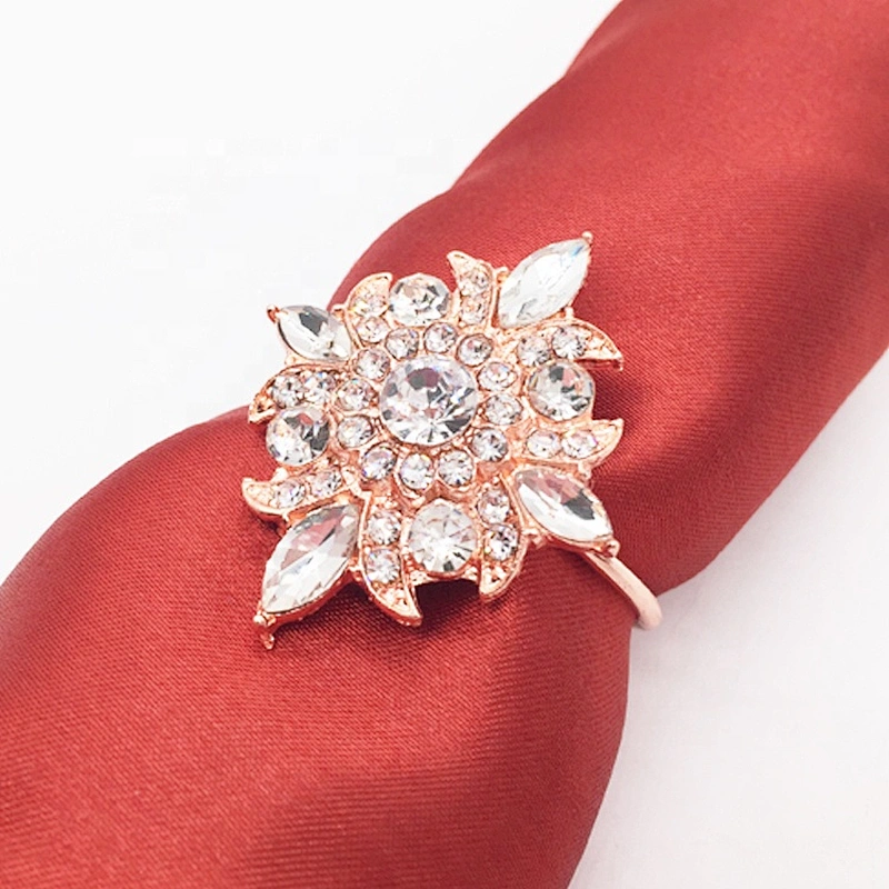High quality duplicate ancient customs rose gold crystal rhinestone napkin ring
