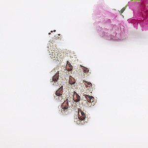 wholesale fashion wedding peacock crystal brooch for phone decor