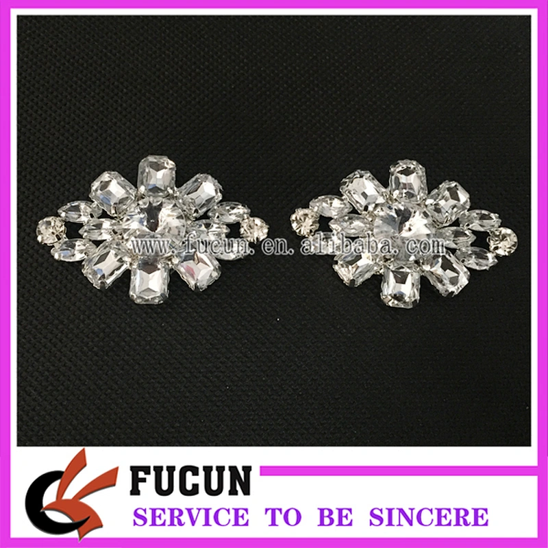 Rhombus Snowflake Rhinestone Shoe Buckles Snap On Bridal Shoe Clips Pair Decoration