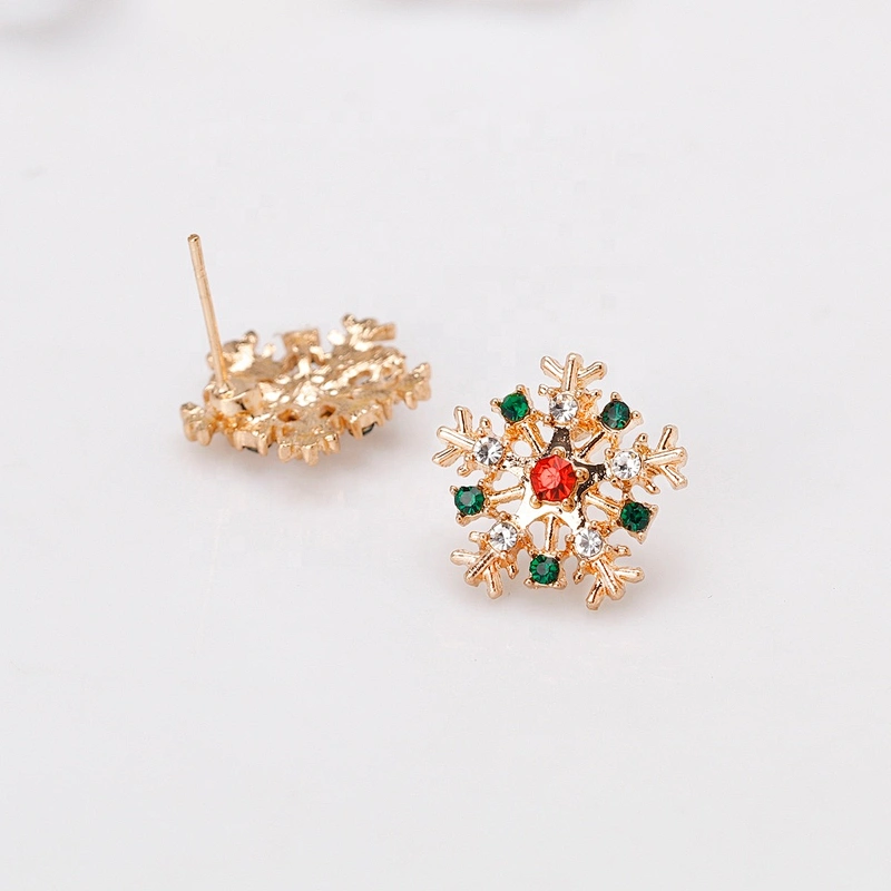Beatiful mini gold rhinestone snowflake earrings