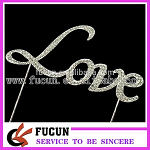 Fashion wedding favors LOVE rhinestone cake topper wedding decorations new products 2016