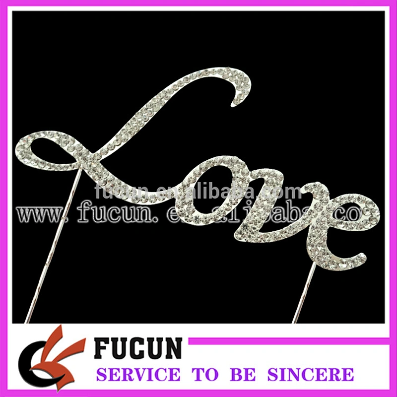Fashion wedding favors LOVE rhinestone cake topper wedding decorations new products 2016
