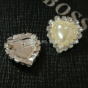 rhinestone pearl heart shape buckles for wedding invitation