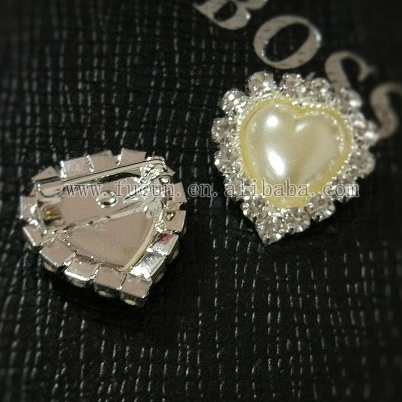 rhinestone pearl heart shape buckles for wedding invitation