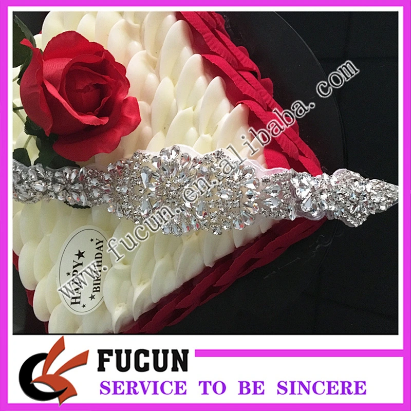 New product hot fix rhinestone belt applique for wedding dress wholesale