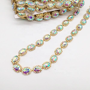 Wholesale glass designs rhinestone lace trims crystal type rhinestone chain trimmings
