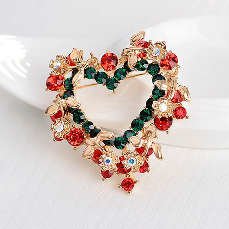 Merry Christmas Hanging Bell Wreath Brooch Pins for Decoration