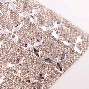 High Quality Wholesale New Fashion Sparkle Crystal Sheet Hot Fix Rhombic Rhinestone Beads Mesh