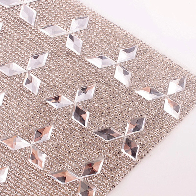High Quality Wholesale New Fashion Sparkle Crystal Sheet Hot Fix Rhombic Rhinestone Beads Mesh