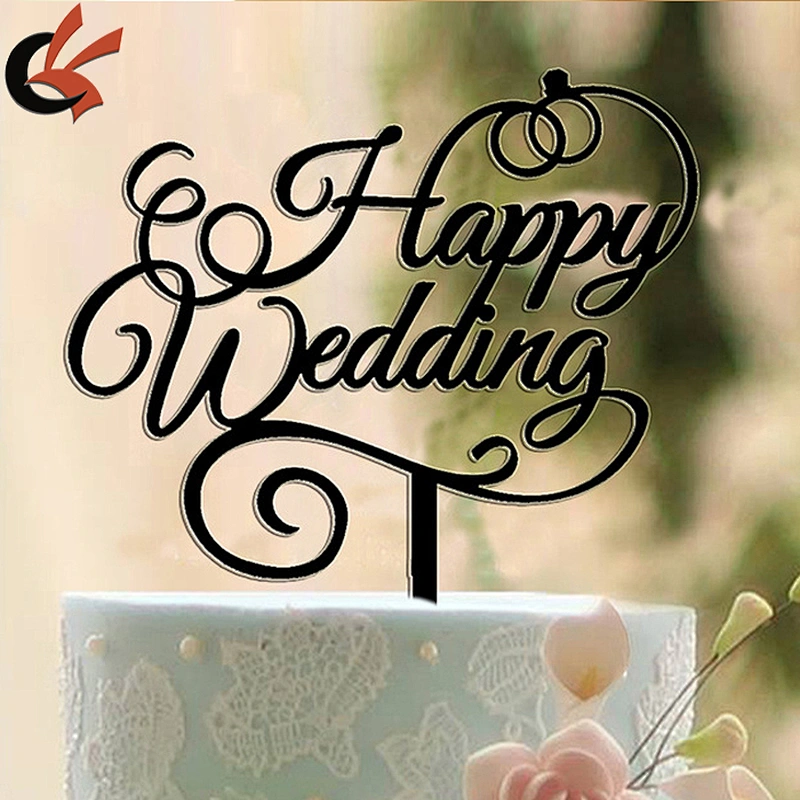China wholesale Happy Wedding Acrylic Cake Topper