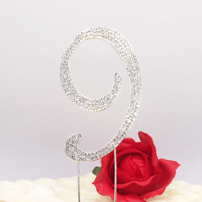 7cm height crystal clear number anniversary birthday cake topper for decoration