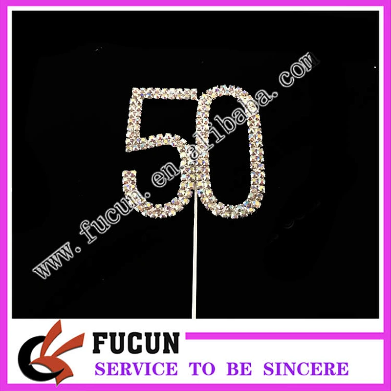 Shinning Silver 6cm Numbers Crystal Rhinestone ab Cake Pick Cake Toppers For Wedding Birthday Party Decoration