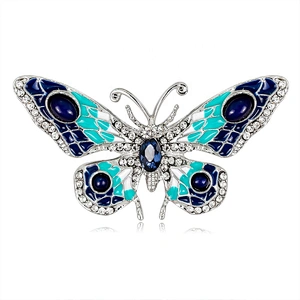 Fashion High Quality Oil Drip Rhinestone Butterfly Brooch